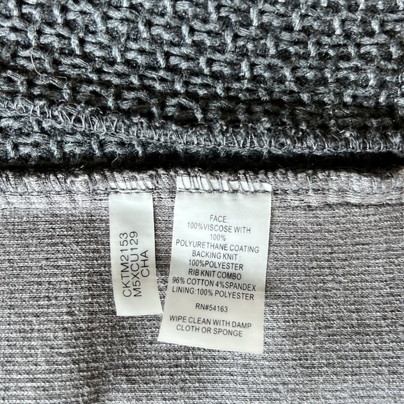 Women’s Grey Leather Jacket Moto Chic Minimal Textured Leather Sliver Zippers - Picture 7 of 7